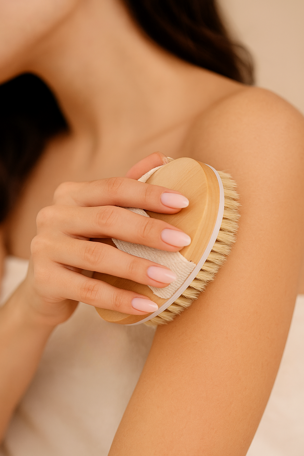 Brosse Corps Exfoliante à Sec – Bois Naturel & Fibres Douces pour Peau Lisse & Éclatante