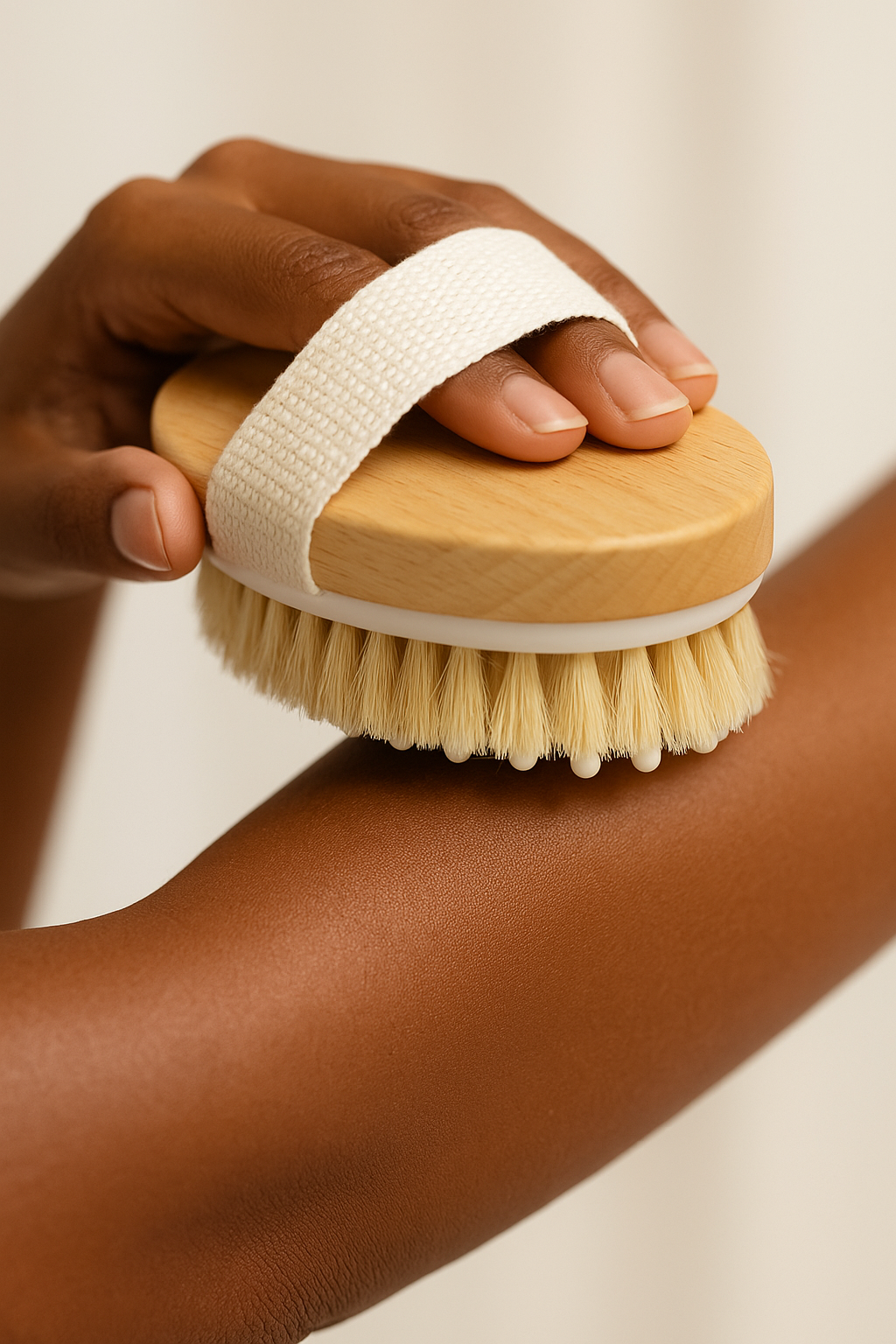 Brosse Corps Exfoliante à Sec – Bois Naturel & Fibres Douces pour Peau Lisse & Éclatante